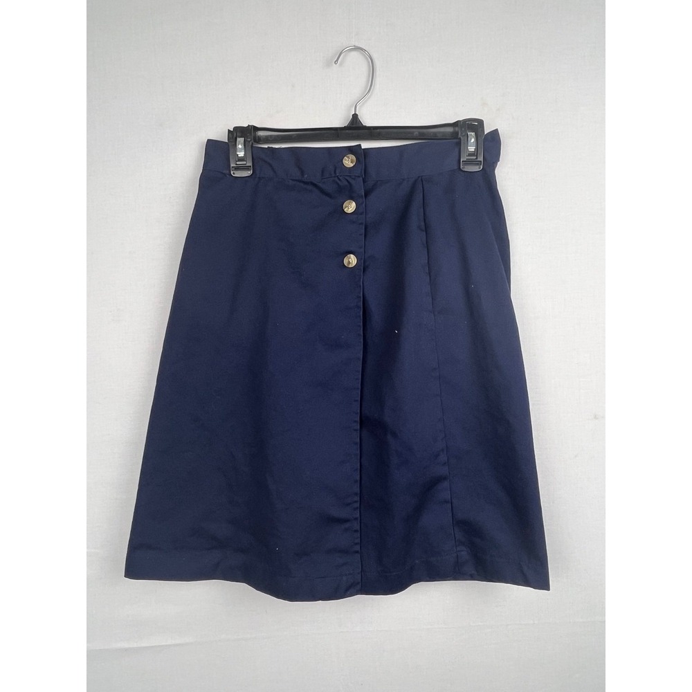 Averroe Navy Blue Cotton Button Front A-Line Skirt Size 10 Style 2376